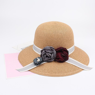 

Fashion Women Rose Bowknot Straw Hat Wide Brim Foldable Travelling Beach Fisherman Bonnie chapeau