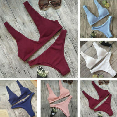 

Women Sexy Solid Bikini Set Push-up Bra Swimsuit Triangle Bathing Set Slim