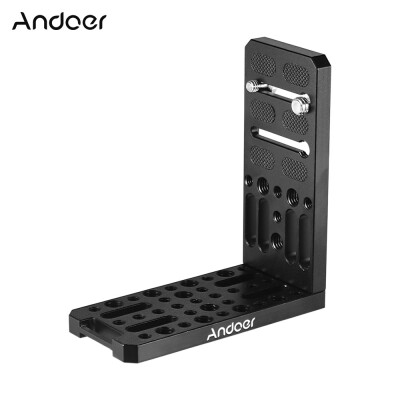 

Andoer Universal Camera -Shape Bracket Plate Holder 14 & 38 Inch Screw Mount Aluminium Alloy Bracket for Vertical Video Recordi
