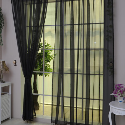 

2pcs Tulle Curtains Window Living Room Sheer Voile Curtains Home Decoration