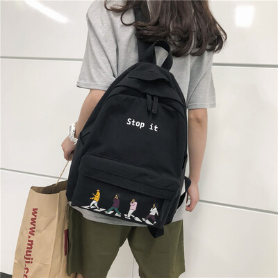 

Ins Backpack Female Korean High School Backpack College Students Ancient Feeling Girls Simple Fashion Backpack