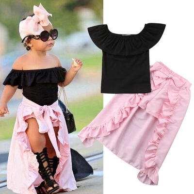 

2018 New Baby Girls Ruffled Tops T-shirtFloral Shorts Pants Summer Outfits Set Clothes