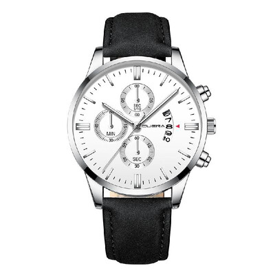 

CUENA Men Fashion Leather Band Quartz Watch Simple Calendar Business Watches Casual Big Dial Wrist Watch