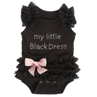 

Infant Baby Girls Clothes My Little Black Dress Lace Bodysuit Romper Outfits