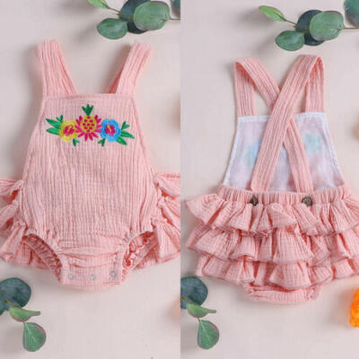 

Newborn Baby Girls Summer Ruffle Romper Embroidery Sunsuit Clothes Outfits 018M