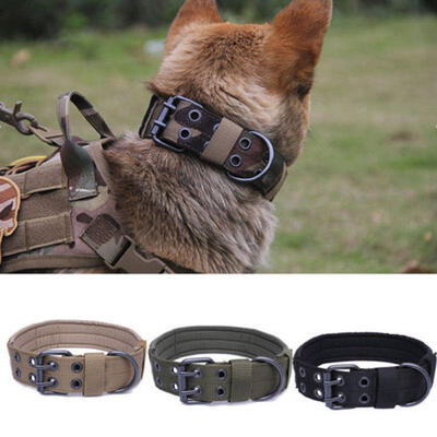 

US Tactical Military Adjustable Dog Training Collar Nylon Leash MetalBuckle -XL