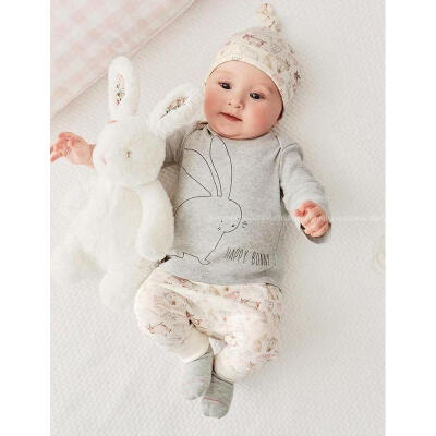 

Cute Bunny Newborn Baby Boy Girl Bodysuit Hat Romper T-shirt Pants Outfits Sets