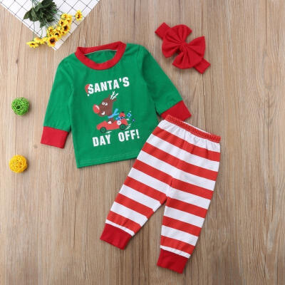 

Christmas Newborn Baby Kids Deer Tops Pants Homewear Pajamas Clothes 3PCS Set