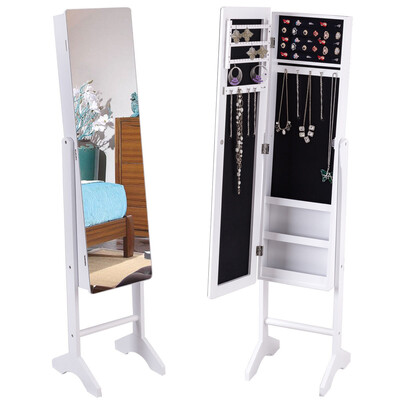 

Freestanding Mirrored Jewelry Armoire Storage Cabinet