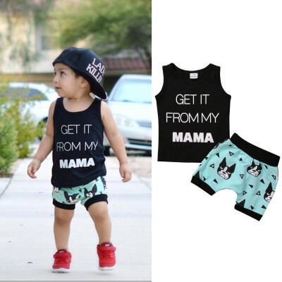 

Toddler Kids Baby Boy Summer Clothes Casual T-shirt TopsShorts 2pcs Outfits Set