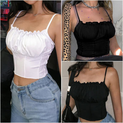 

NEW Women Sleeveless Crop Top Cami Tank Tube Vest Camisole Blouse Casual T Shirt