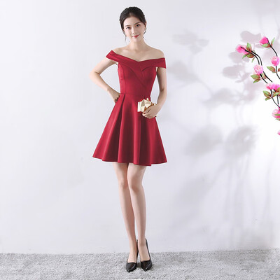 

Sexy Boat Neck Evening Dress Simple Off The Shoulder Short Sleeve Short Party Evening Dress