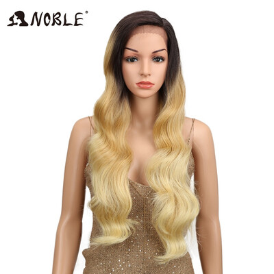 

NOBLE Ombre Wig Body Wave Side Part Lace Front 150 Density 28 Inches Long Blonde Heat Resistant Synthetic Wigs For Black Women