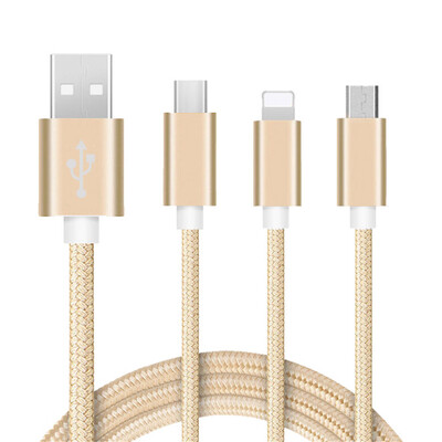 

3 in 1 Micro Type - C USB Nylon Braided Charger 12M