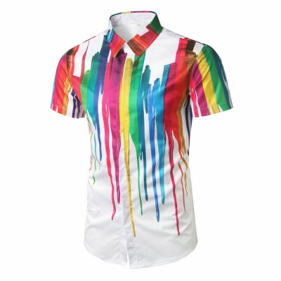 

Mens Summer Casual Short Sleeve 3D Inkjet Shirt Tops Blouse Pullover T-shirt New