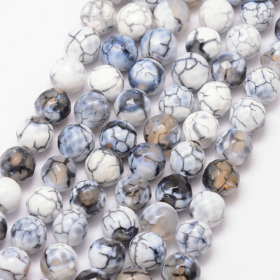 

Natural Fire Agate Bead Strands Round Grade A Faceted Dyed & Heated White 8mm Hole 1mm about 47pcsstrand 15