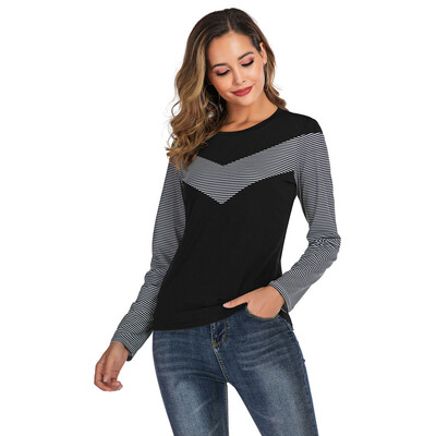 

Starmoon Women Casual Stripe Print Blouse Long Sleeve Shirt Round Neck Pullover Tops