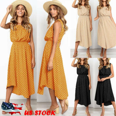 

Women Summer Boho Long Midi Dress Evening Cocktail Party Beach Dresses Sundress
