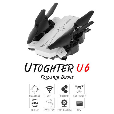 

Utoghter U6 Foldable Wifi FPV Drone with Camera 720P Altitude Hold Headless Mode Training Toy Quadcopter