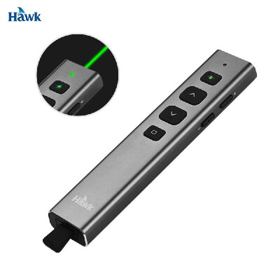 

Hawk 24GHz Wireless Presenter PPT PowerPoint Clicker with Green Light USB Receiver Presentation Remote Control Aluminum Alloy She