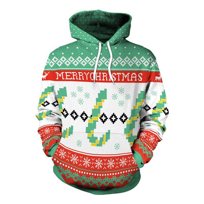 

Adult Santa Elf Anime Cosplay Sweater Unisex Christmas Costume Hooded Long Sleeve Pullover Tops Funny Printed Sweatshirt Clothes