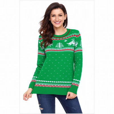 

Round neck long sleeve print cardigan casual knit sweater