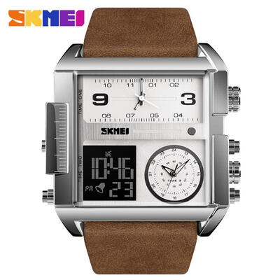 

SKMEI 51mm Mens Casual Business Stainless Steel Watch With Leather Strap