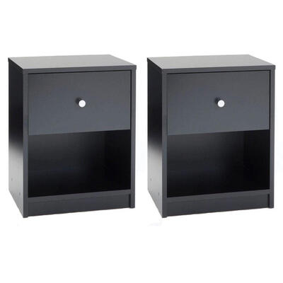 

Black Bedroom Bedside Furniture Nightstand End Table Shelf Drawer Strorage