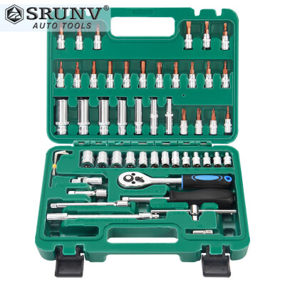 

Xinrui SRUNV casing auto repair socket wrench set fast ratchet repair tools multi-function set 53 sets A1-X05305