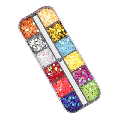 

Toponeto 12 Pcs Colors Nail Art Tips Stickers 3D Glitter Sequins Manicure DIY