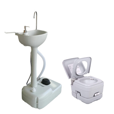 

Ktaxon Outdoor 10L Portable Toilet Travel Camping Potty Flush HDPE Wash Basin White