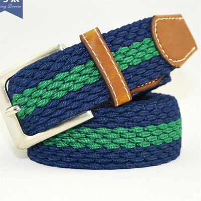 

Men Women Woven Stretch Braided Elastic Leather Buckle Belt Waistband Belt
