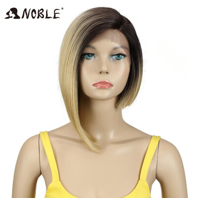 

Noble Wigs For Black Women Straight Synthetic Lace Front Hair 12" Ombre 3 Color Lace Front Wig Cosplay Blonde Lace Front Wig