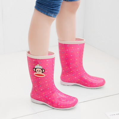 

PaulFrank big mouth monkey in the tube fashion color waterproof rubber rain boots PF1013 rose red love 36