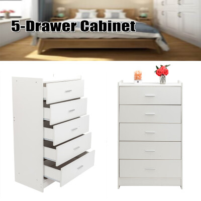 

5 Drawer Chest Bedroom Bedside Nightstand Home Room Furniture Cabinet Wood White