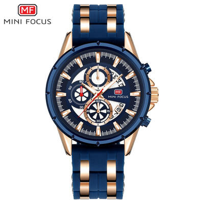 

MINI FOCUS MF0273G Multifunction Quartz Wristwatch Luminous Casual Business Watch With Silicone Strap For Men
