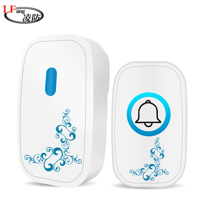

Ling defense LFang DB-A280 wireless doorbell home electronic remote control switch socket long distance battery villa doorbell smart old pager blue&white porcelain doorbell one for one