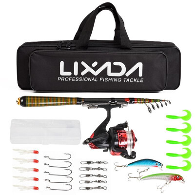 

Lixada Carbon Fiber Telescopic Fishing Rod&Reel Combo Full Kit Spinning Fishing Reel Fishing Lure Gear Organizer Pole Set