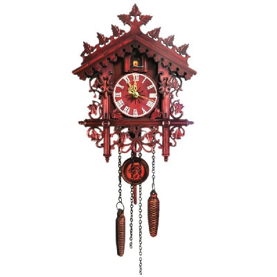 

Vintage Wooden Wall Cuckoo Clock Swinging Pendulum Wood Hanging Crafts Decoration for Home Restaurant Living Room