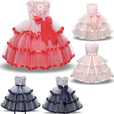 

Princess Kid Baby Flower Girls Party Rose Bow Dress Wedding Bridesmaid Dresses