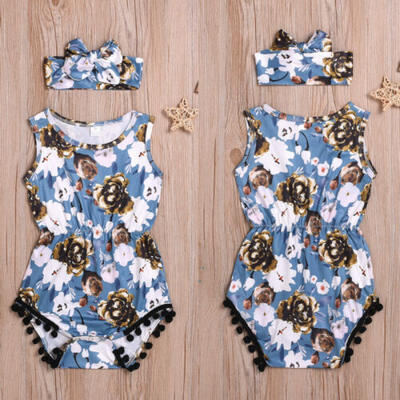 

Newborn Baby Girls Flower Romper Bodysuit Jumpsuit Headband Clothes Outfits Set