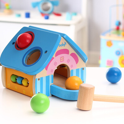 

Boby wooden knocking game cute hut knocking childrens toys baby early childhood educational toys 7501