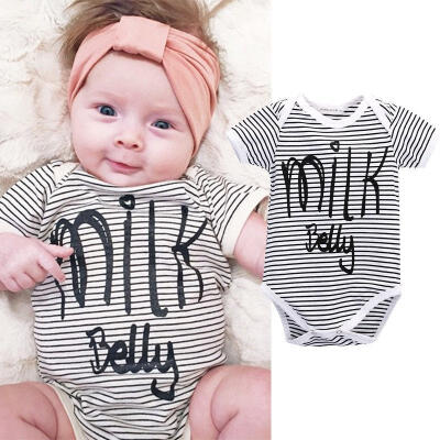 

Newborn Infant Baby Boy Grey Stripe Clothes Bodysuit Jumpsuit Cotton Romper Outfits