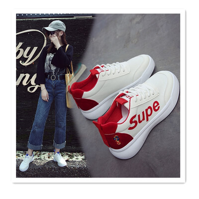 

2018 summer breathable womens shoes single shoes small white shoes trend skateboard shoes new leather soft sister canvas shoes
