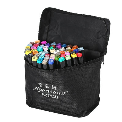 

122436486080Pcs Dual Headed Marker Pen Students Colorful Painting Pen Cartoon Art Design Hand Drawing Marker Pen Suit
