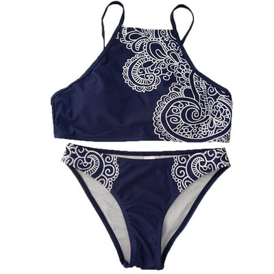 

Saidsome Womens Thin Shoulder Strap Digital Print Split Swimsuit Swimwear Beachwear