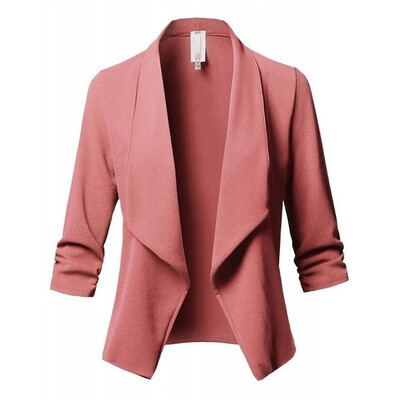 

Women Autumn Fashion Casual Lapel Blazer Coat Long Sleeve Solid Color OL Cardigan Outwear Plus Size