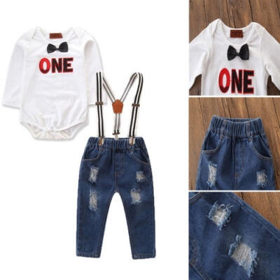 

Toddler Kid Baby Boy Romper T-shirt TopStrap Pants Overalls Clothes Outfits Set