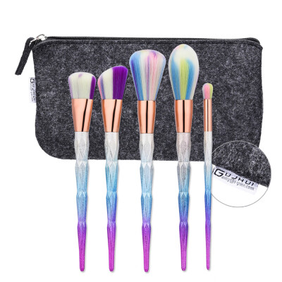 

Toponeto New 5pcs Makeup Brushes set Fondation Eyeshadow Cosmetic Tool with Leather