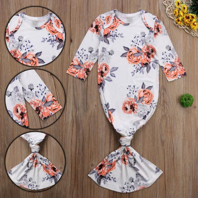 

Newborn Infant Baby Girl Floral Hospital Gown Sleepwear Romper Long Nightgown Coming Home Outfit 0-6M